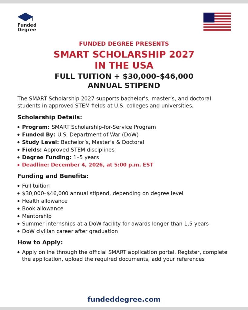 SMART Scholarship 2027 Full Tuition