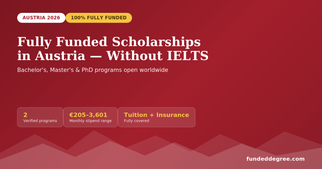 Fully Funded Scholarships in Austria Without IELTS 2026
