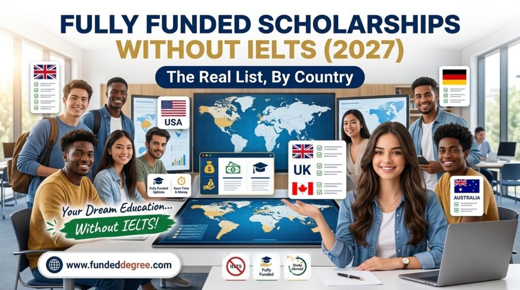 fully funded scholarships without IELTS banner