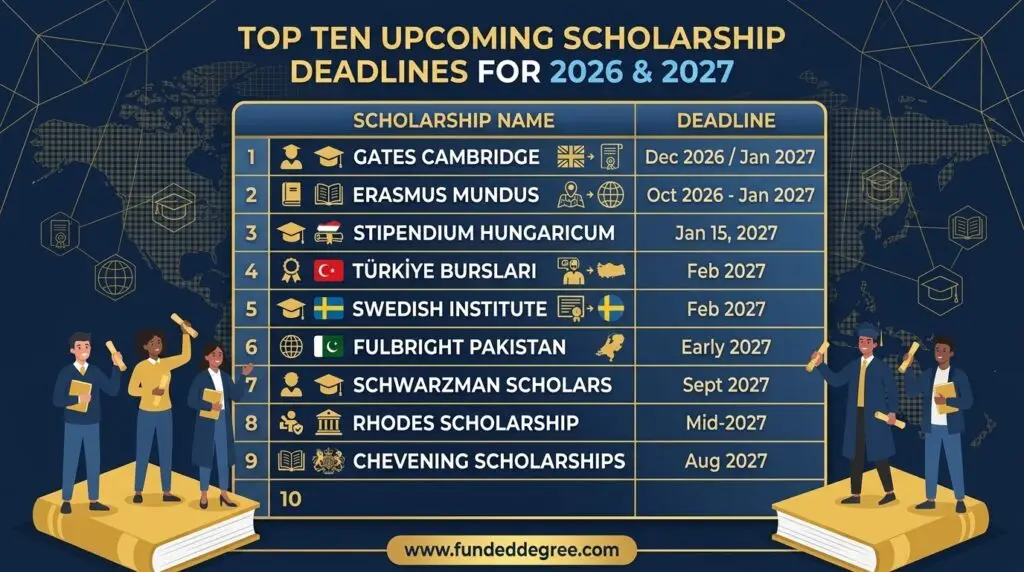 Upcoming Scholarship Deadlines 2027 chart